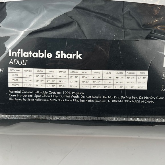 Spirit Halloween Inflatable Shark Costume Adult‎ O/S Fits Most Battery Operated - Picture 7 of 9